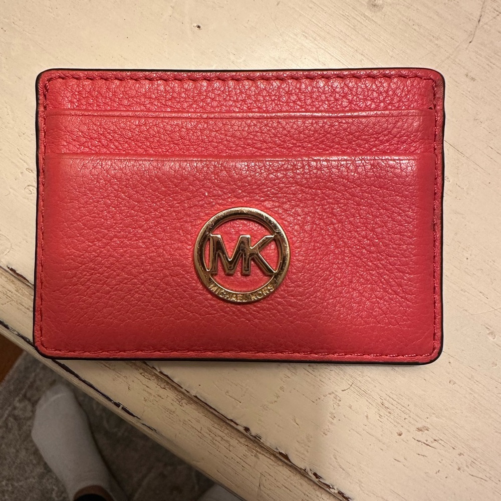 Michael Kors Cherry Card Holder with Gold Logo
